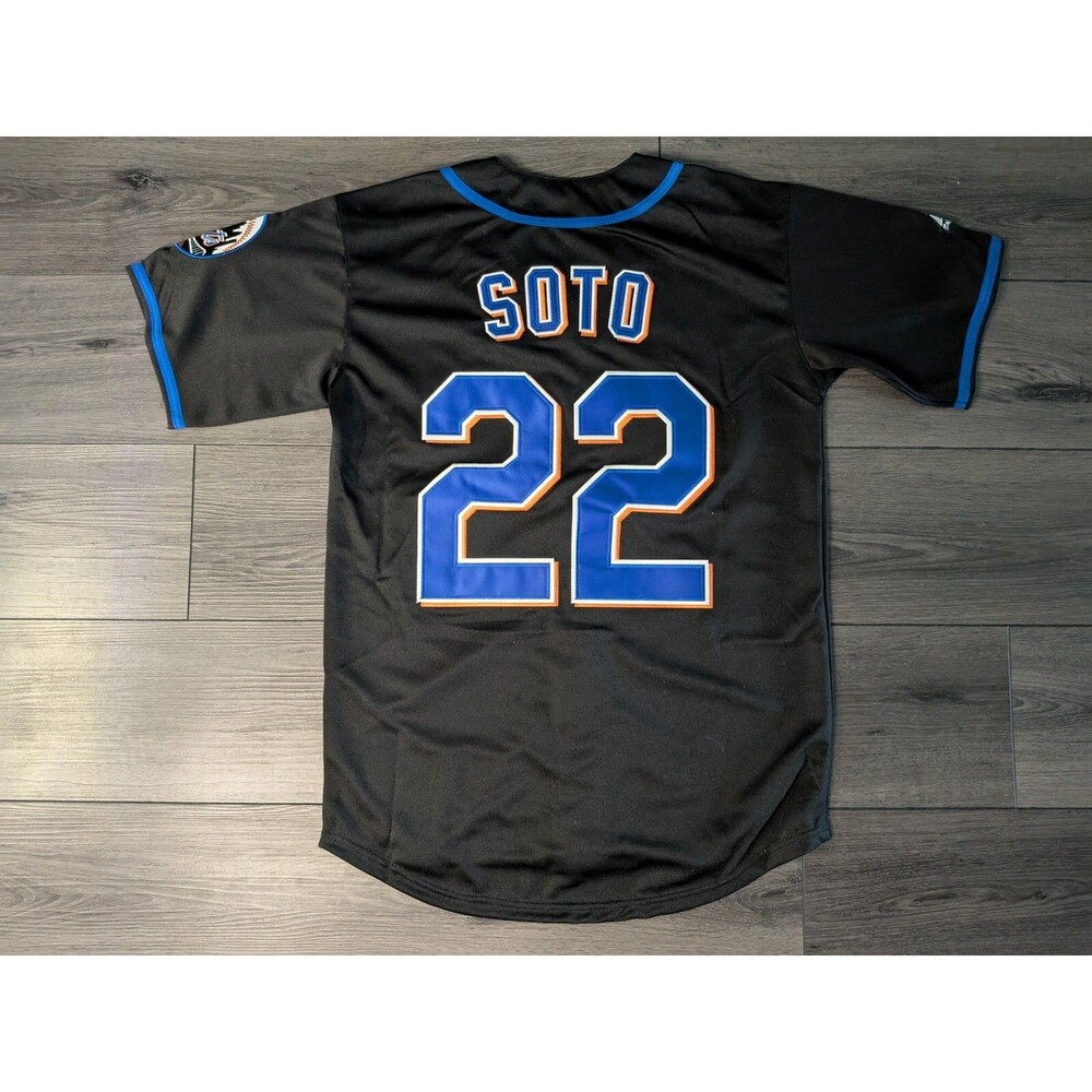 Juan Soto #22 New York Mets Black Patch  Alternate Jersey Men's Small - Picture 2 of 5